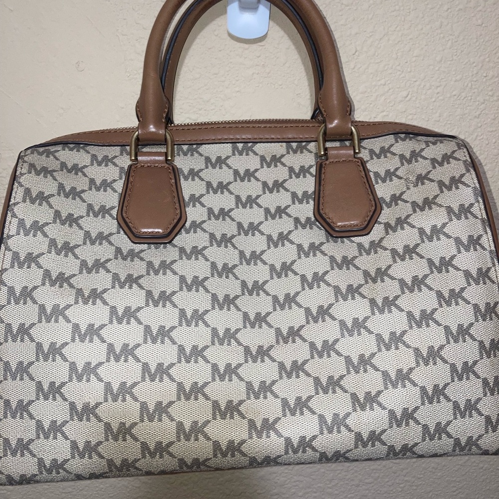 Michael Kors Tan and Cream Signature Satchel